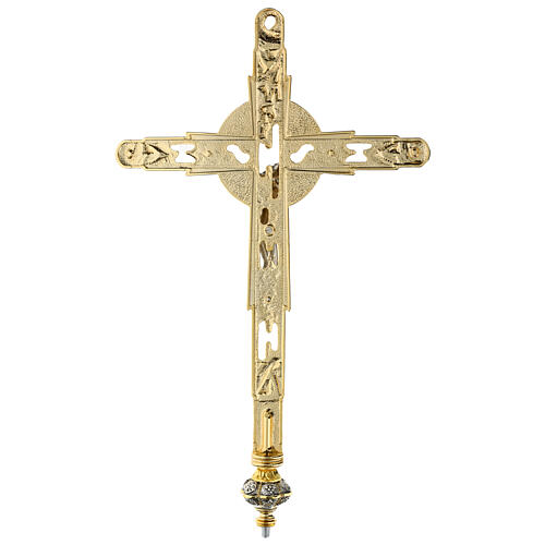 Croce processionale in ottone dorato 6