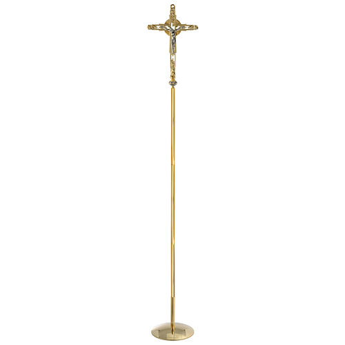 Cruz de procissão de latão dourado 3