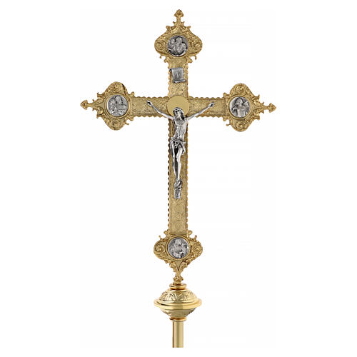 Croix de procession laiton doré fusion avec 4 évangelistes 1