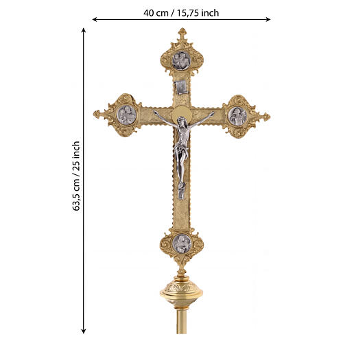 Croix de procession laiton doré fusion avec 4 évangelistes 3