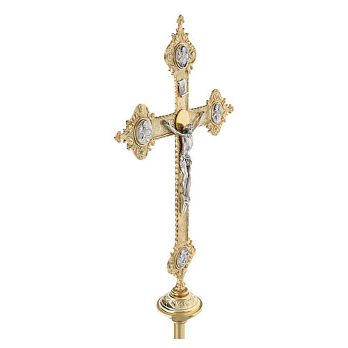 Croix de procession laiton doré fusion avec 4 évangelistes 4