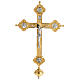 Krzyż procesyjny pozłacany mosiądz wstawki 4 ewangeli s1