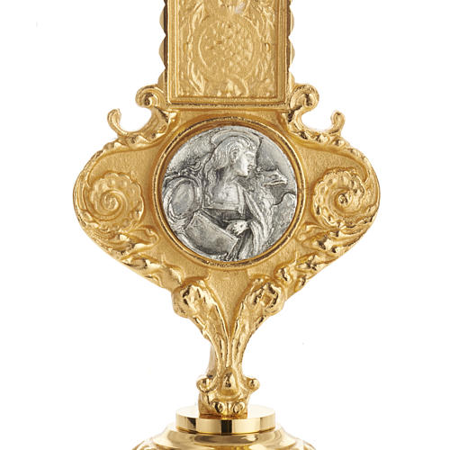 Cruz de procissão latão dourado moldado medalhões 4 evangelistas 5