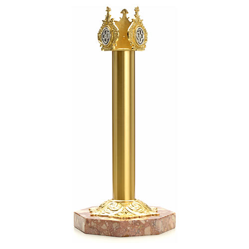 Cross stand with marble base and religious motifs 3