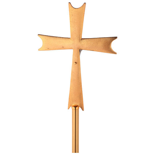 Croce astile ottone dorato con cristalli 5