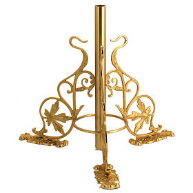 Base portacroce astile in bronzo decori foglie