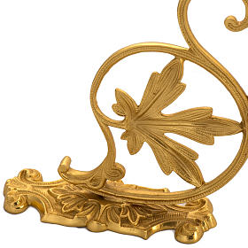 Base portacroce astile in bronzo decori foglie