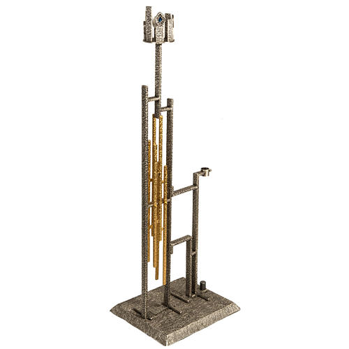 Processional cross base in bronze, large candle 4