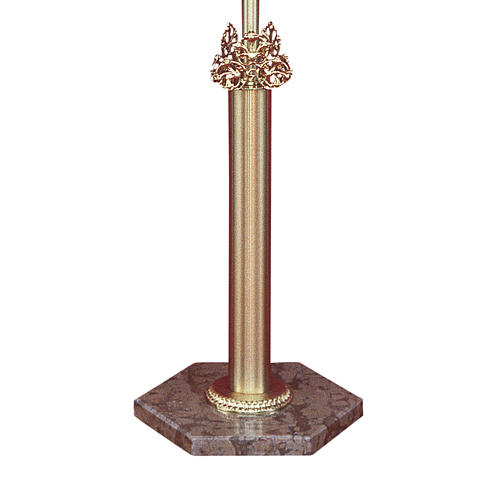 Base for processional cross made of cast brass and Verona red marble 1