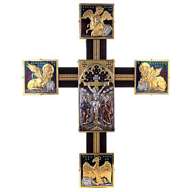 Nave cross in Byzantine style, Evangelists and Crucifixion, copper, 45.5x36.5 in