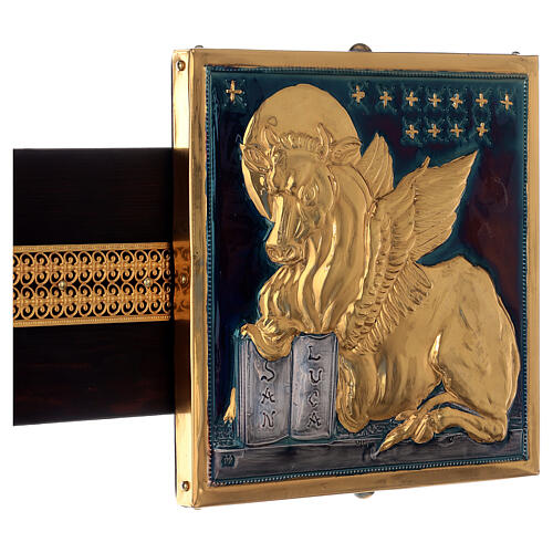 Krzyż nawowy w stylu bizantyjskim – miedź repusowana, czterej ewangeliści i Ukrzyżowanie, 115x95 6