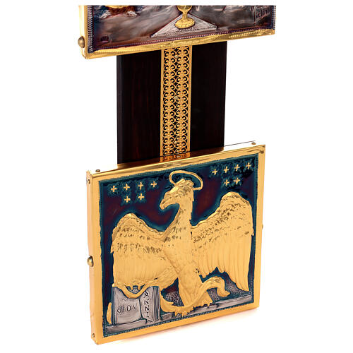 Krzyż nawowy w stylu bizantyjskim – miedź repusowana, czterej ewangeliści i Ukrzyżowanie, 115x95 7