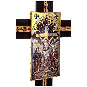 Copper nave cross Byzantine style evangelists crucifixion 115x95 cm