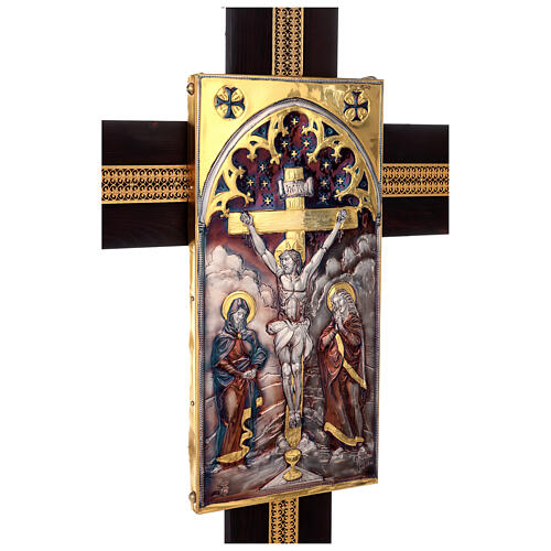 Copper nave cross Byzantine style evangelists crucifixion 115x95 cm 2