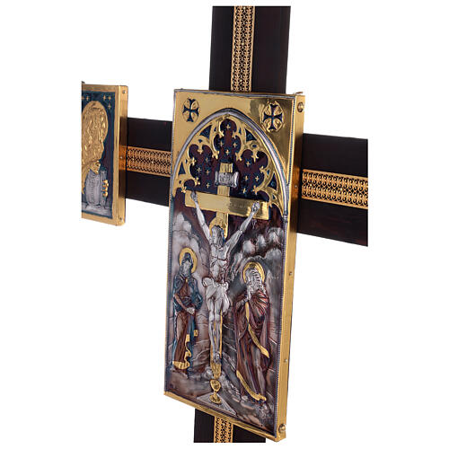 Copper nave cross Byzantine style evangelists crucifixion 115x95 cm 10