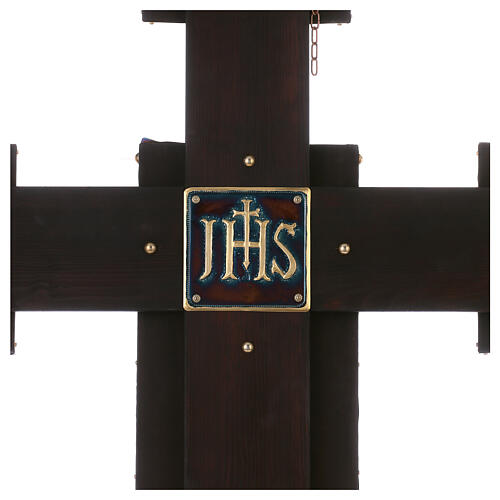 Copper nave cross Byzantine style evangelists crucifixion 115x95 cm 11