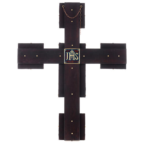 Copper nave cross Byzantine style evangelists crucifixion 115x95 cm 12