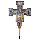 Croix de procession style byzantin cuivre ciselé Crucifixion et Vierge 55x45 cm s1