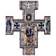 Croce astile stile bizantino rame cesellato Madonna crocifissione 55x45 s5