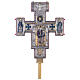 Croce astile stile bizantino rame cesellato Madonna crocifissione 55x45 s8