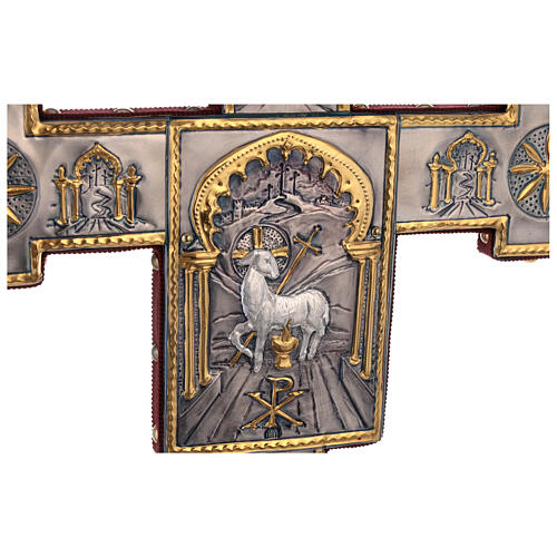 Processional cross in Byzantine style, Crucifixion and lamb, copper, 18x14 in 8