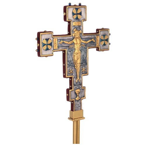 Croix de procession cuivre style byzantin Crucifixion et Agneau 45x35 cm 9