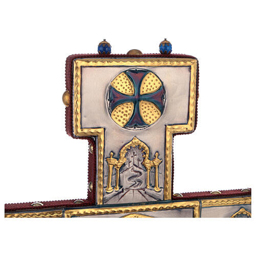 Croix de procession cuivre style byzantin Crucifixion et Agneau 45x35 cm 12