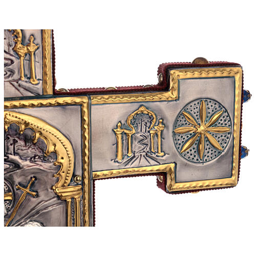 Croix de procession cuivre style byzantin Crucifixion et Agneau 45x35 cm 14