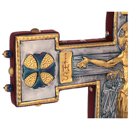 Croce astile rame stile bizantino crocifissione agnello 45x35 6