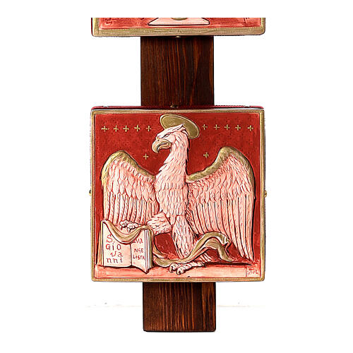 Kreuz aus Fichtenholz, großformatig, mit Gipsreliefs der Evangelisten und zentraler Kreuzigung – 130 × 100 cm 8