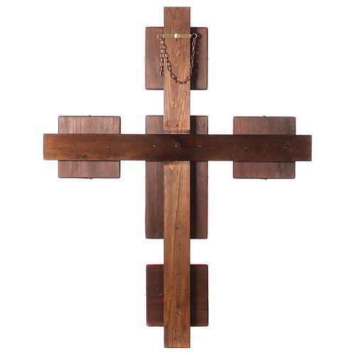 Kreuz aus Fichtenholz, großformatig, mit Gipsreliefs der Evangelisten und zentraler Kreuzigung – 130 × 100 cm 15