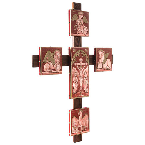Nave cross with Evangelists and Crucifixion, plaster and copper, 50x40 in 5
