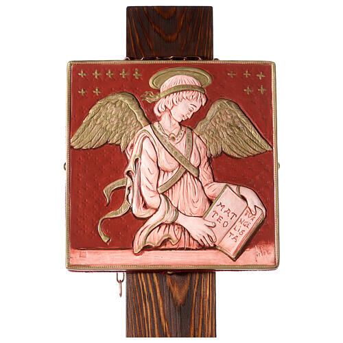 Croix pour nef plâtre Évangélistes et Crucifixion 130x100 cm 4