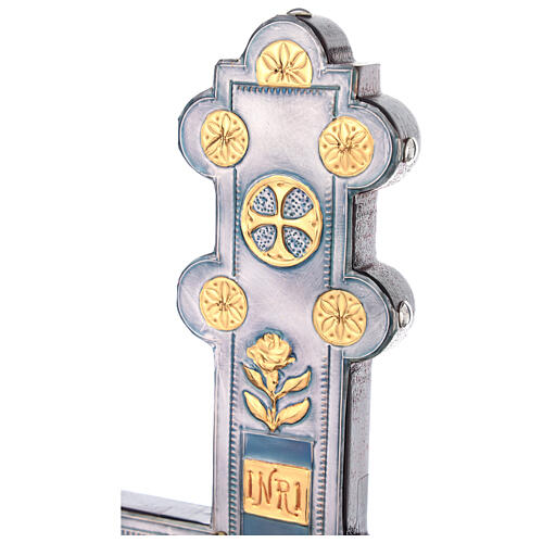 Croix de procession bois pin cuivre Christ tridimensionnel 50x40 cm 4