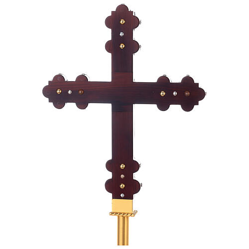 Croix de procession bois pin cuivre Christ tridimensionnel 50x40 cm 11
