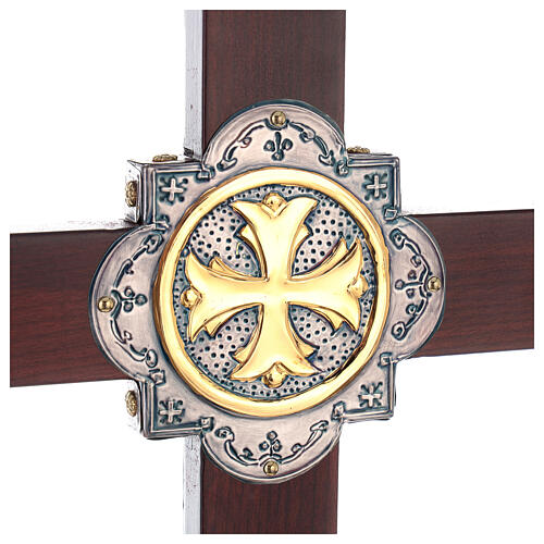Croix de procession bois cuivre Évangélistes style byzantin 60x45 cm 12