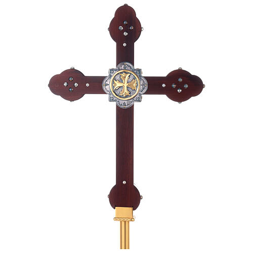 Croix de procession bois cuivre Évangélistes style byzantin 60x45 cm 13