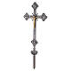 Cruz procesional con Cristo y cuatro Evangelistas base de metal con acabado plateado 240 cm s4