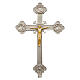 Croce astile cristo e quattro evangelisti base in metallo finitura argentata 240 cm s1