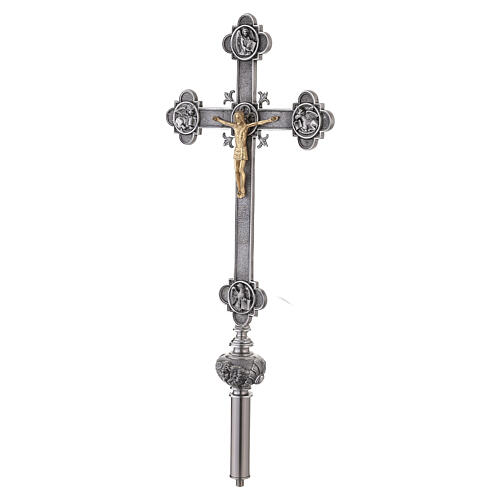 Processional Cross with Christ and Four Evangelists, Silver-Finished Metal Base, 240 cm 4