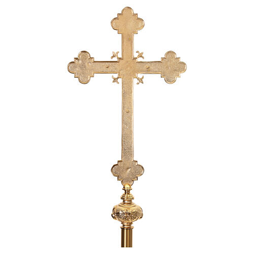 Processional Cross with Christ and Four Evangelists, Golden Finish Metal Base, 240 cm 8