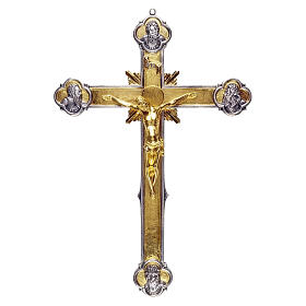 Two‑tone bronze cross with the Four Evangelists, 20x14 in