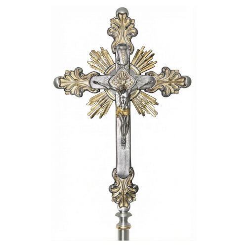 Bi-colored Baroque processional cross, 150 cm 1