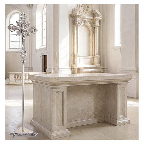 Base pour croix de procession diamètre 35 cm laiton argenté 2