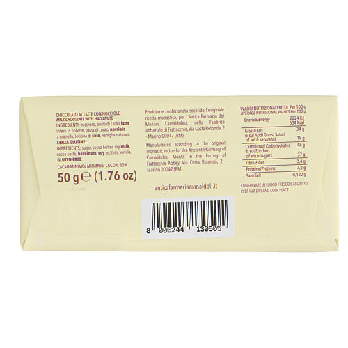 Czekolada mleczna z orzechami laskowymi mielonymi 50g Camaldoli 2