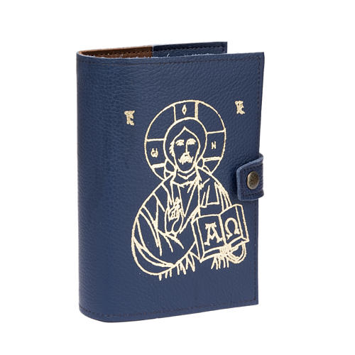 Custodia 4 vol. pelle blu immagine Gesù 2