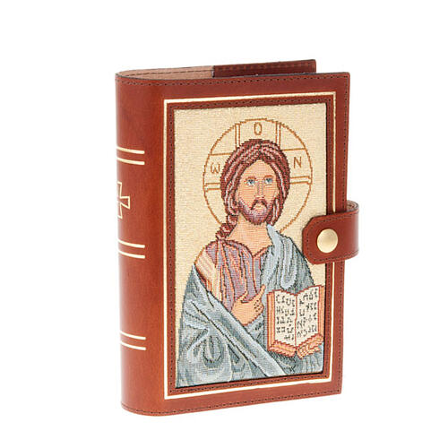 Einband aus Echtleder mit Pantokrator und Madonna mit Jesuskind (4 Bände) 1