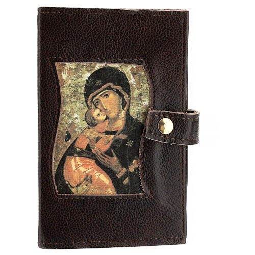 Mappe aus dunkelbraunem Leder mit Madonna und Jesuskind (4 Bände) 1
