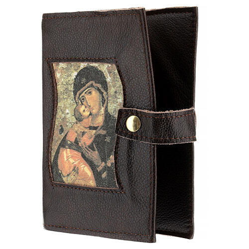 Mappe aus dunkelbraunem Leder mit Madonna und Jesuskind (4 Bände) 2