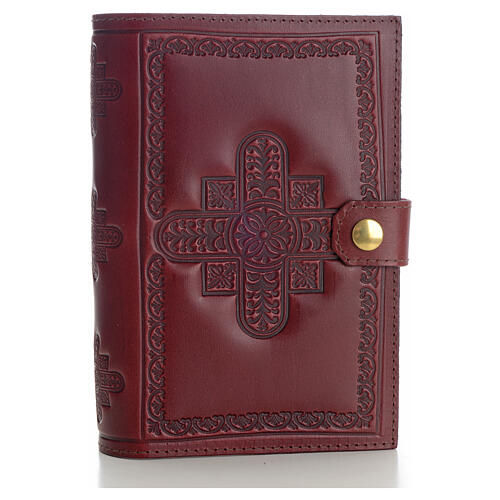 Liturgie-Einband aus burgunderrotem Echtleder mit verzierten Kreuzen (4 Bände) 1